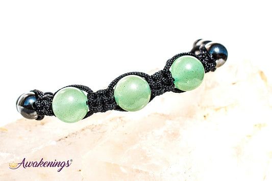 Green Aventurine & Hematite Bracelet-Shamballa Paracord