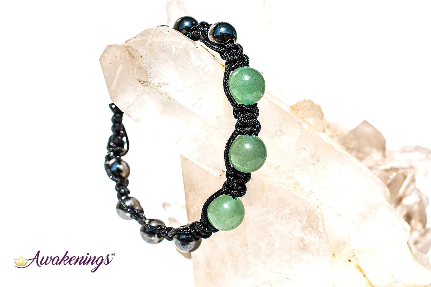 Green Aventurine & Hematite Bracelet-Shamballa Paracord