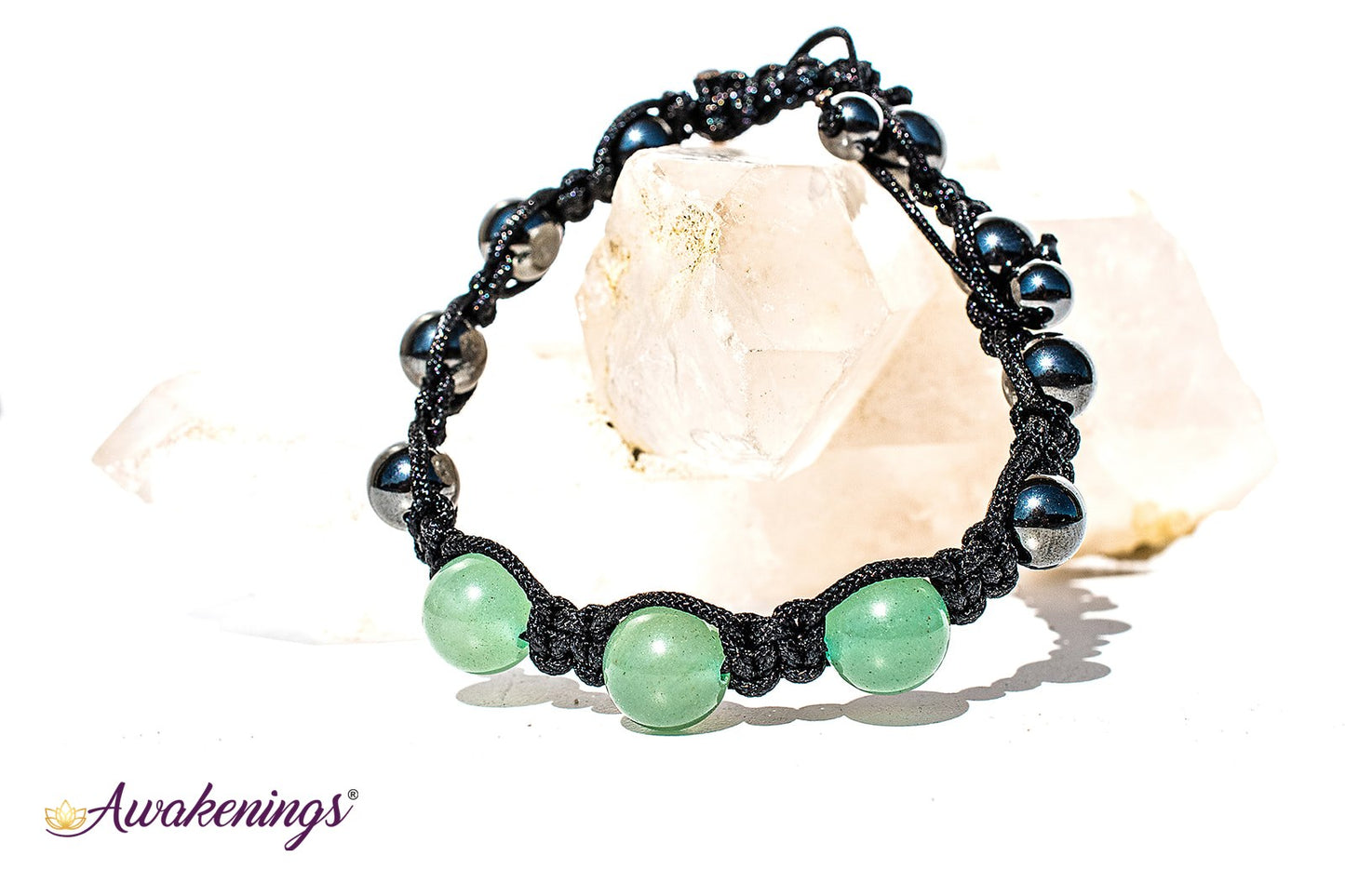 Green Aventurine & Hematite Bracelet-Shamballa Paracord