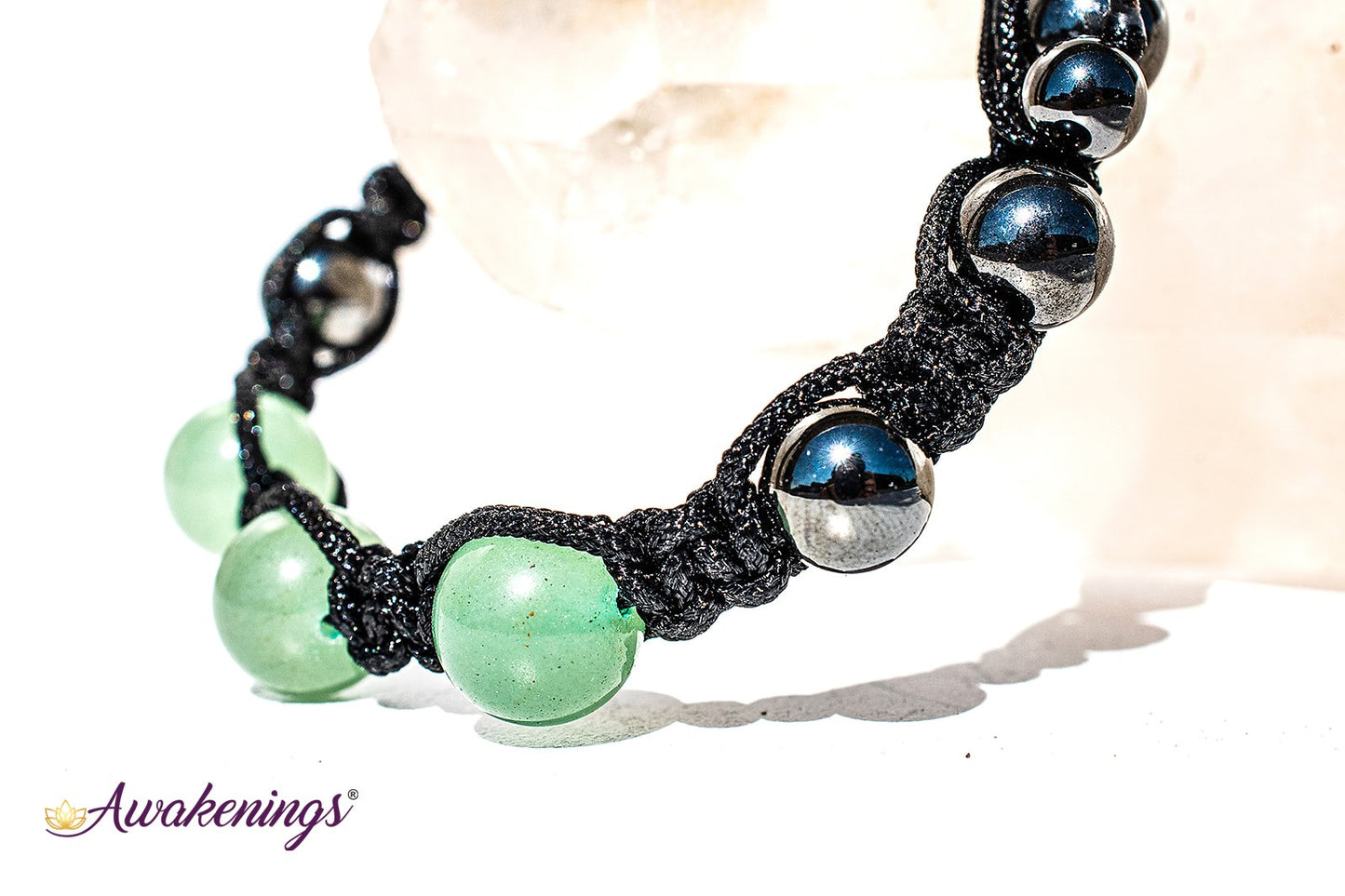 Green Aventurine & Hematite Bracelet-Shamballa Paracord