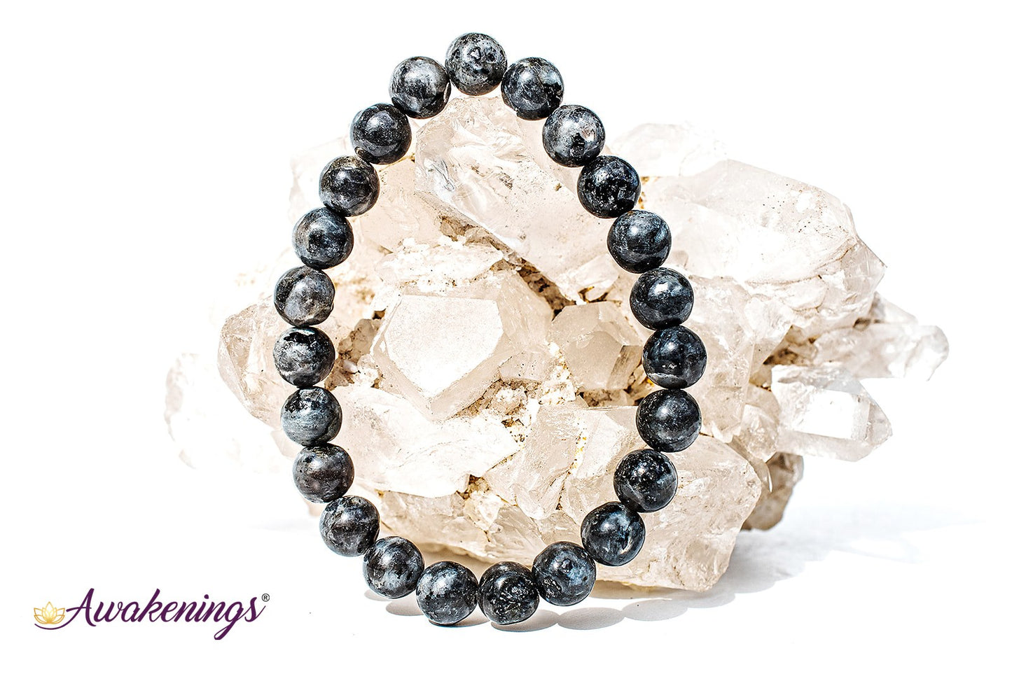 Black Labradorite/Larvakite Bracelet-8mm