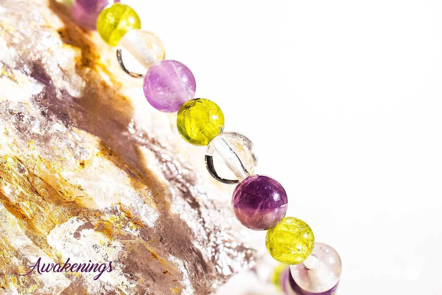 Amethyst, Clear Quartz, & Peridot Bracelet- 6mm
