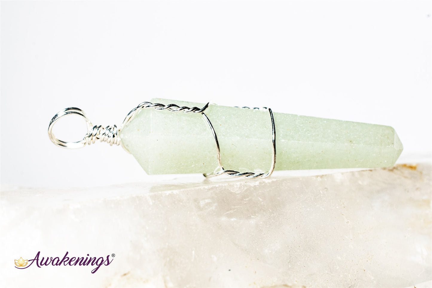Green Aventurine Pendant-Wire Wrapped Point