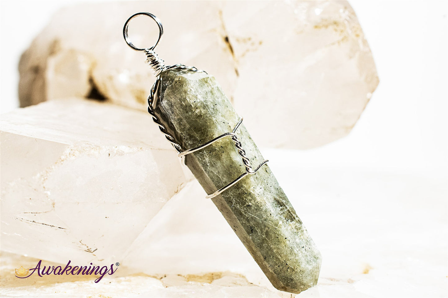Labradorite Wire Wrapped Point Pendant