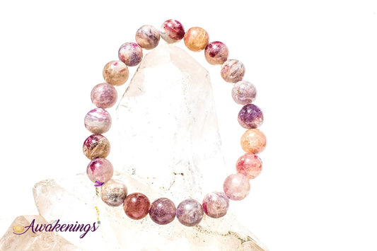Red/Pink Tourmaline in Lepidolite (Unicorn) Bracelet - 6-7mm