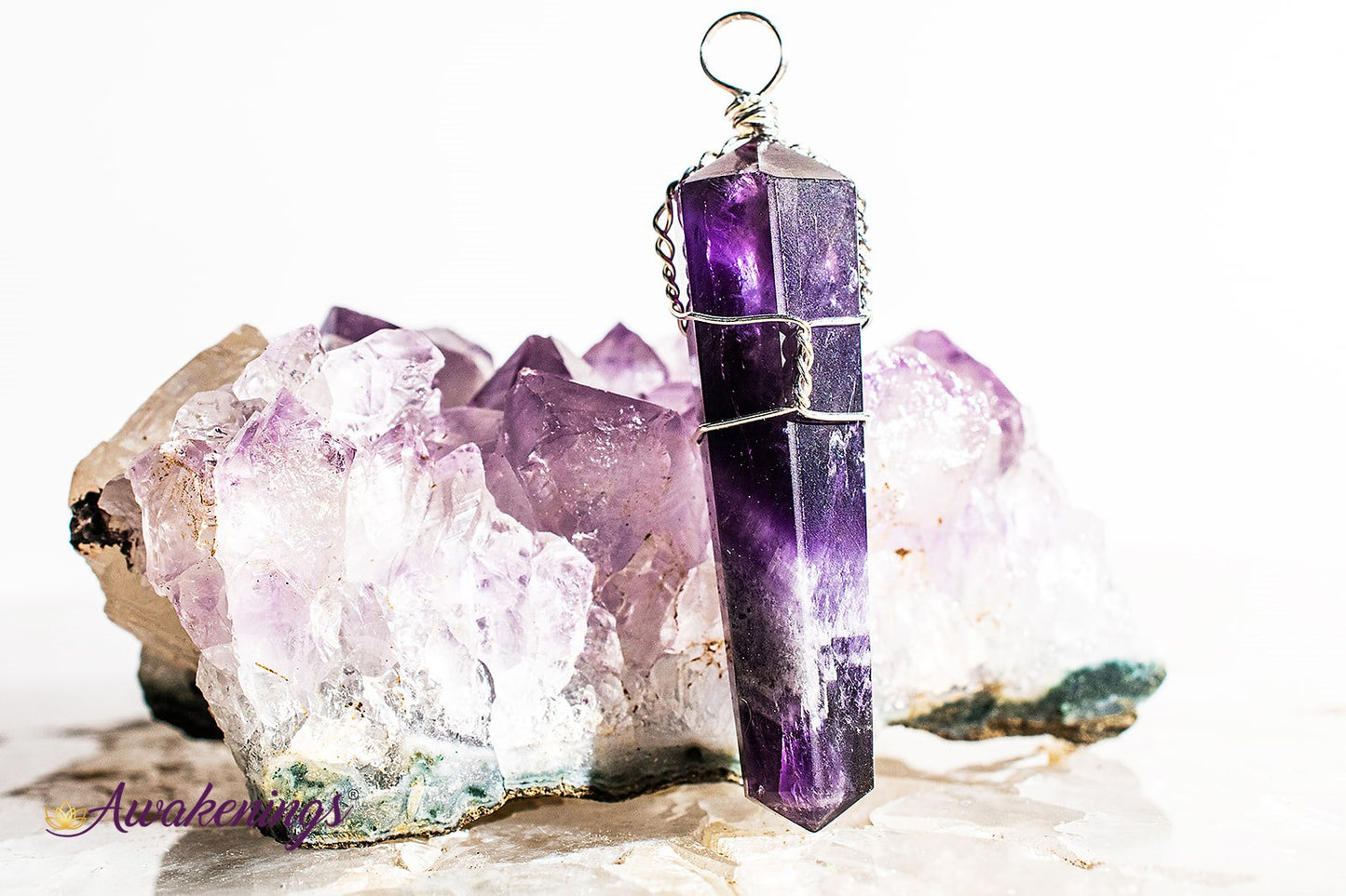 Amethyst Wire Wrapped Point Pendant