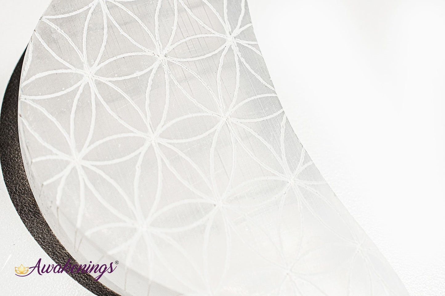 Selenite/Satin Spar Moon-Seed/Flower of Life Flat