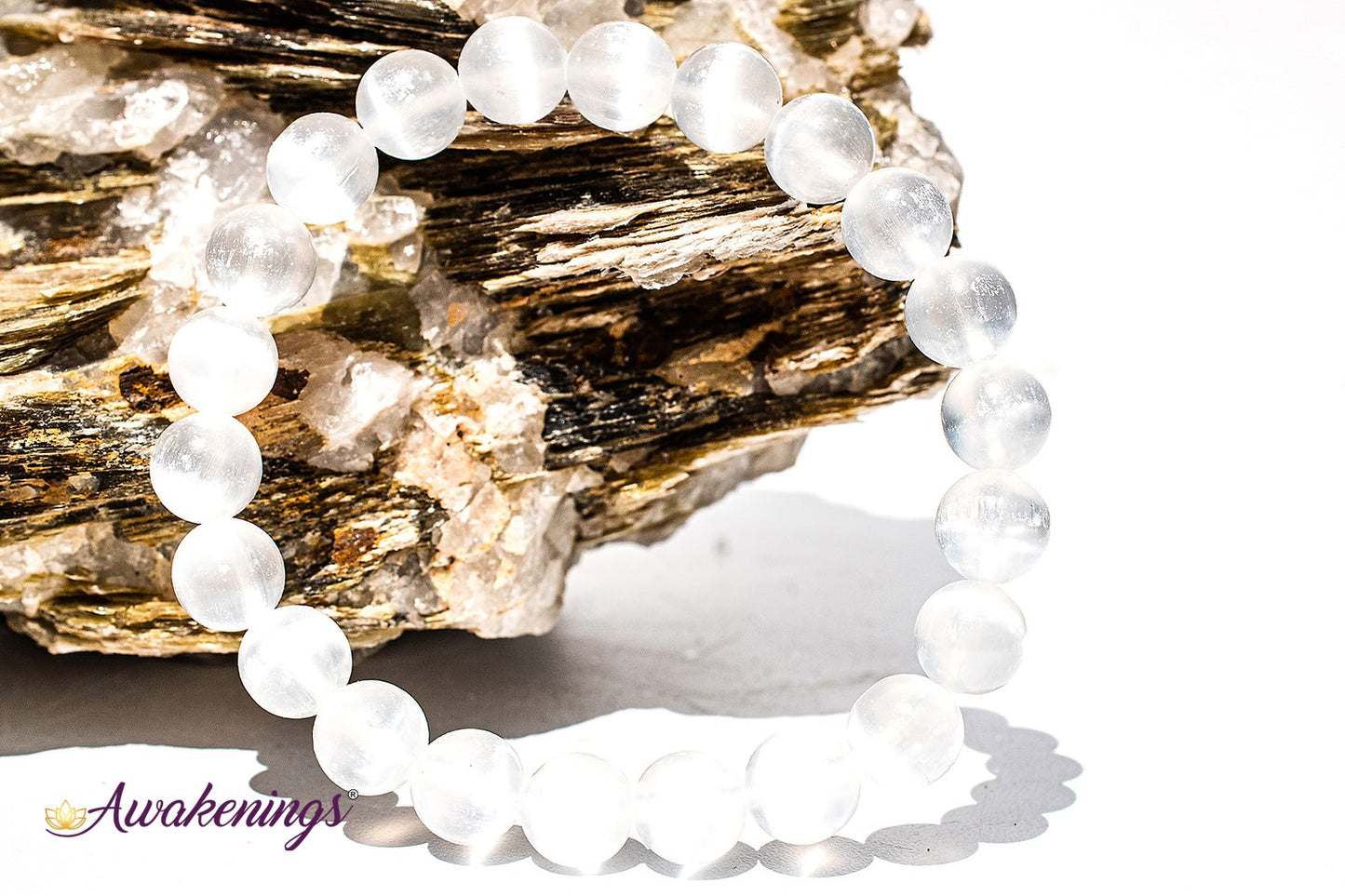 Selenite/Satin Spar Bracelet-8mm