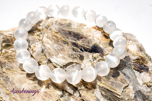 Selenite/Satin Spar Bracelet-8mm