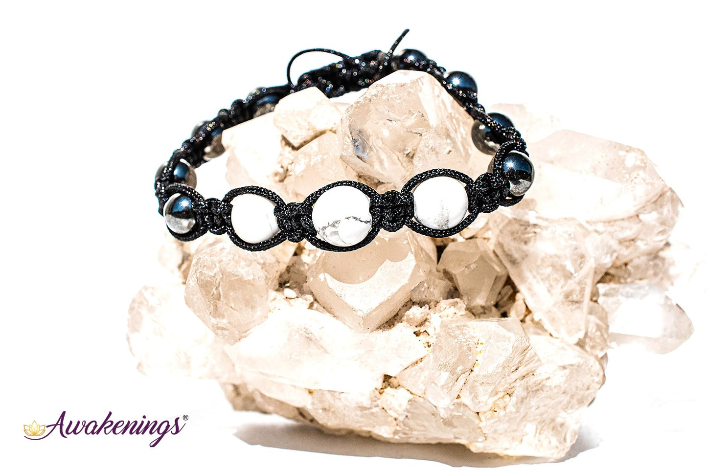 Howlite & Hematite Bracelet-Shamballa Paracord