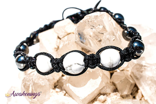 Howlite & Hematite Bracelet-Shamballa Paracord