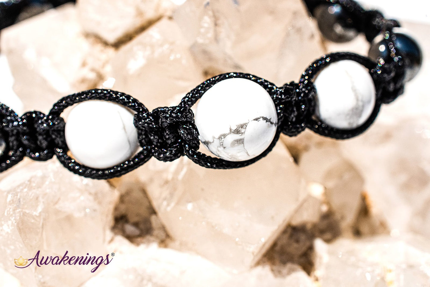 Howlite & Hematite Bracelet-Shamballa Paracord