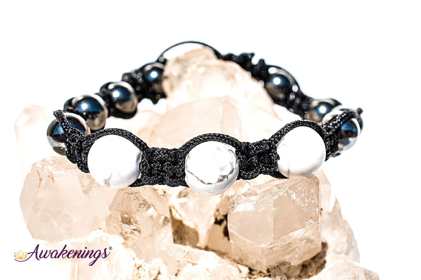Howlite & Hematite Bracelet-Shamballa Paracord
