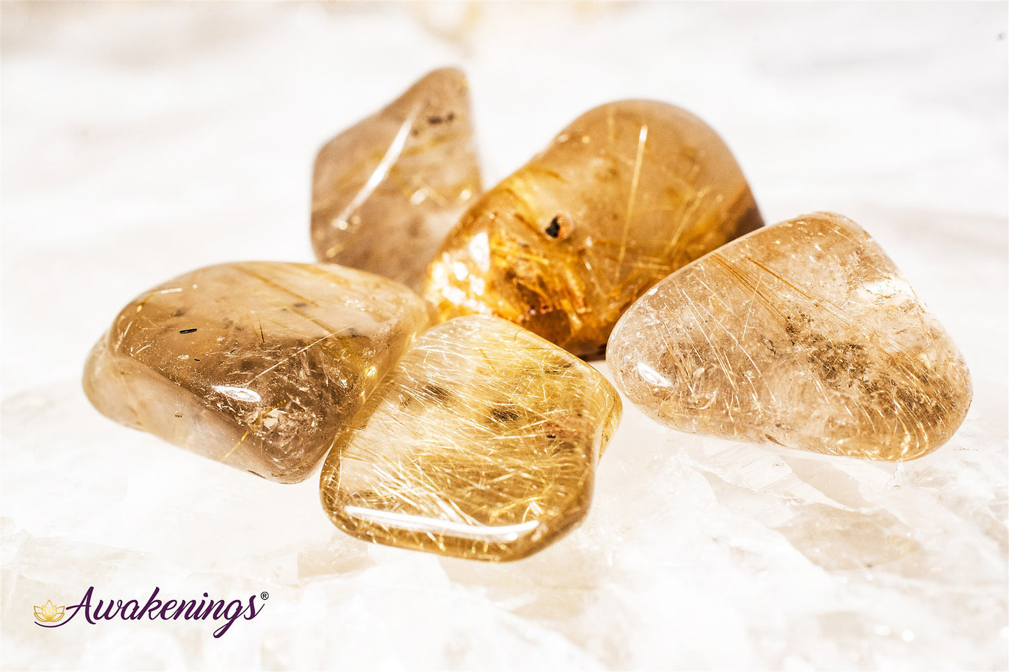 Rutilated Smoky Quartz - Gold Rutile Tumbled