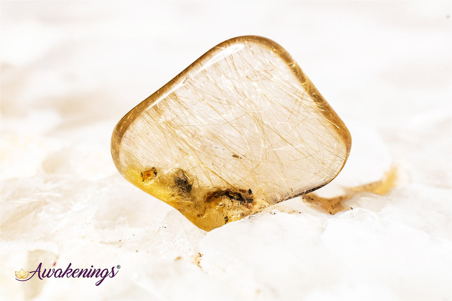 Rutilated Smoky Quartz - Gold Rutile Tumbled