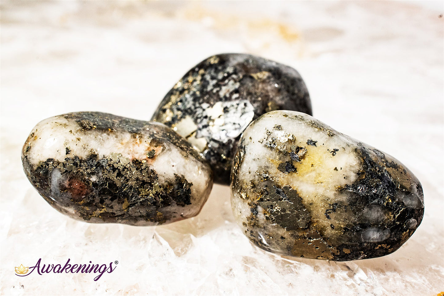 Triplite Wagnerite in Pyrite - Tumbled