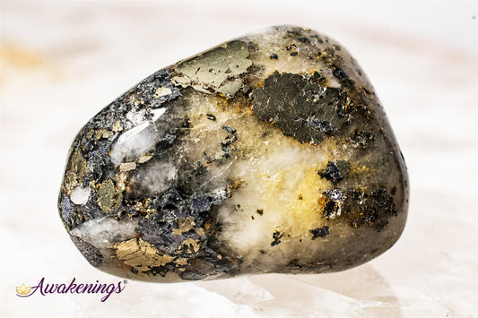 Triplite Wagnerite in Pyrite - Tumbled