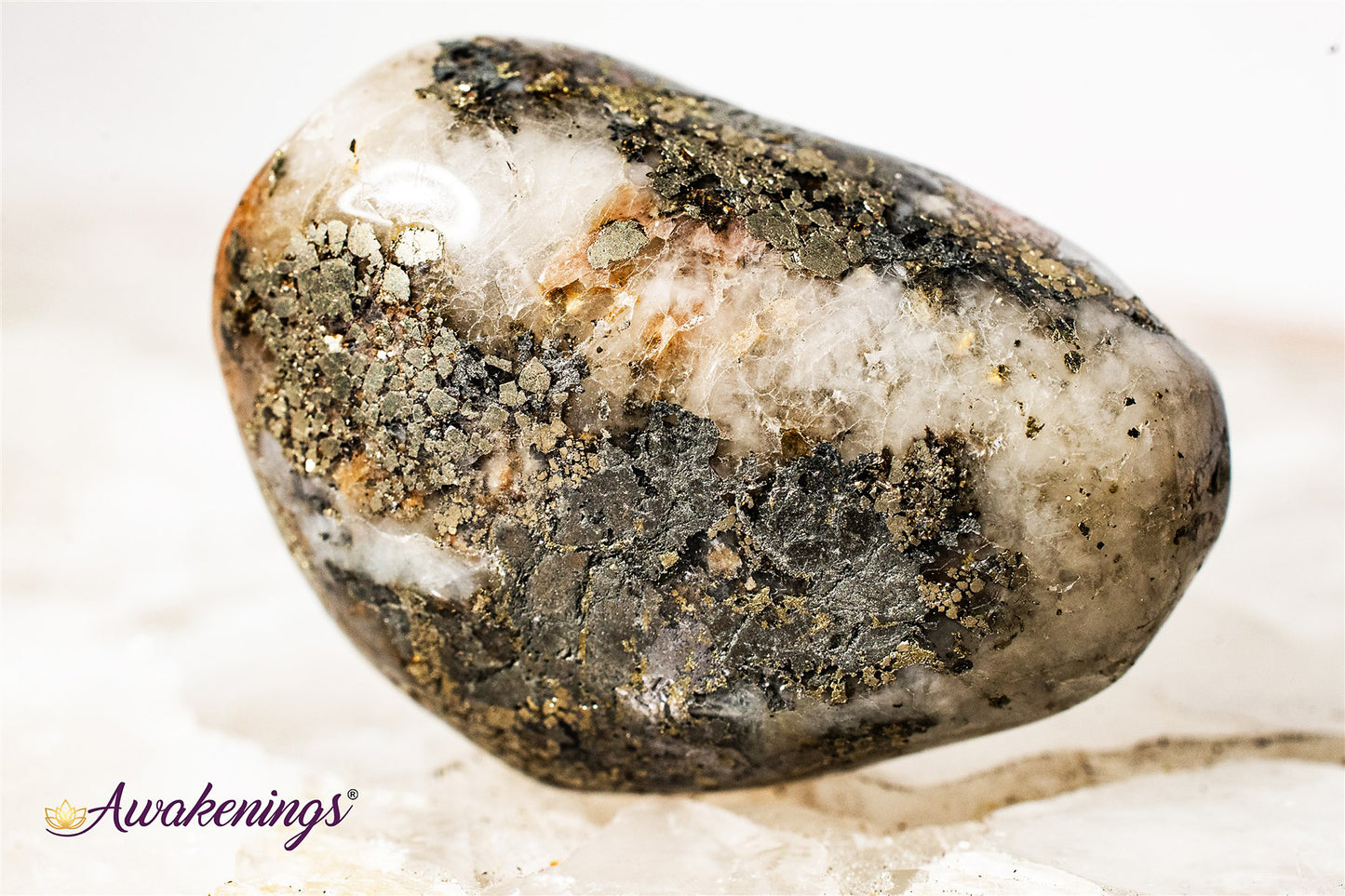 Triplite Wagnerite in Pyrite - Tumbled