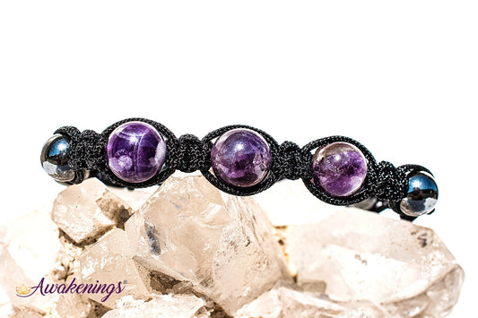 Amethyst & Hematite Bracelet-Shamballa Paracord