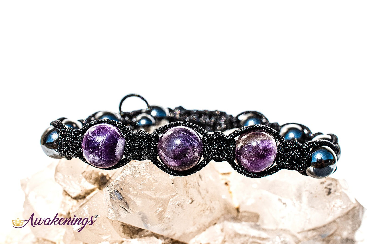 Amethyst & Hematite Bracelet-Shamballa Paracord