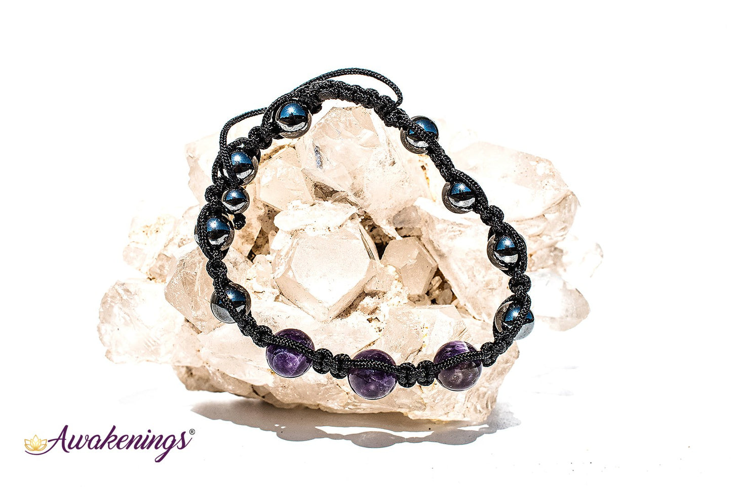 Amethyst & Hematite Bracelet-Shamballa Paracord