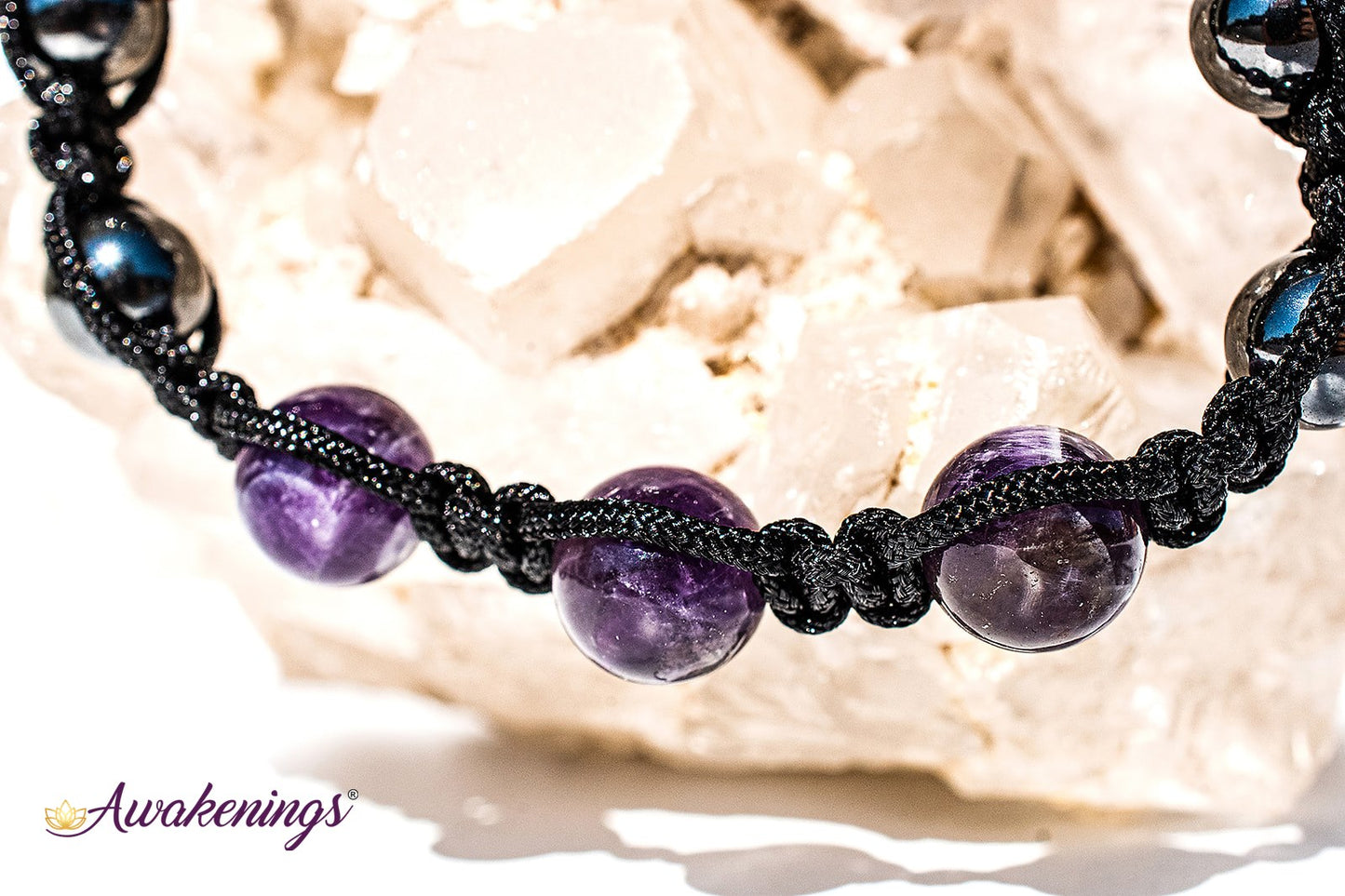 Amethyst & Hematite Bracelet-Shamballa Paracord