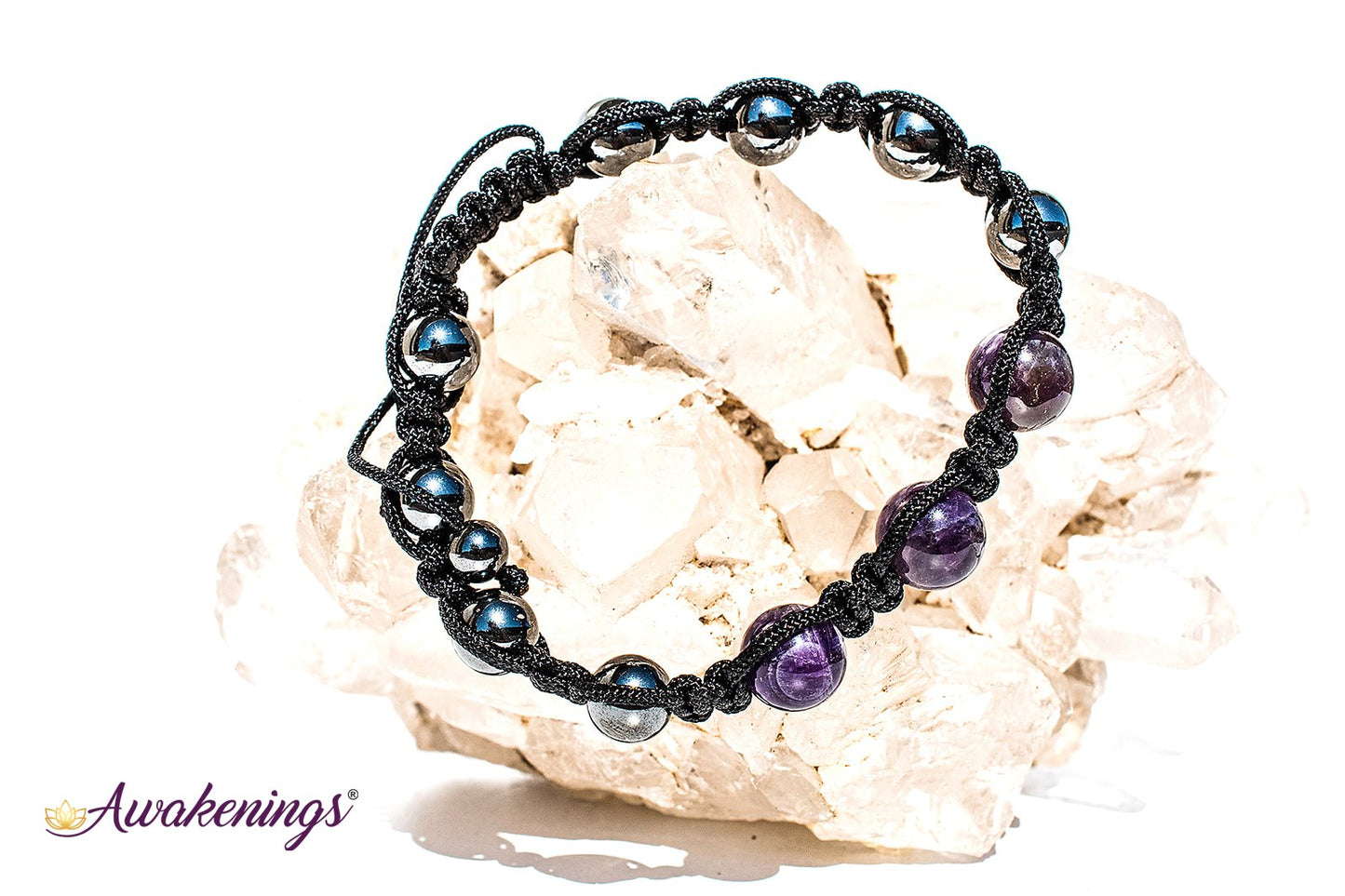 Amethyst & Hematite Bracelet-Shamballa Paracord